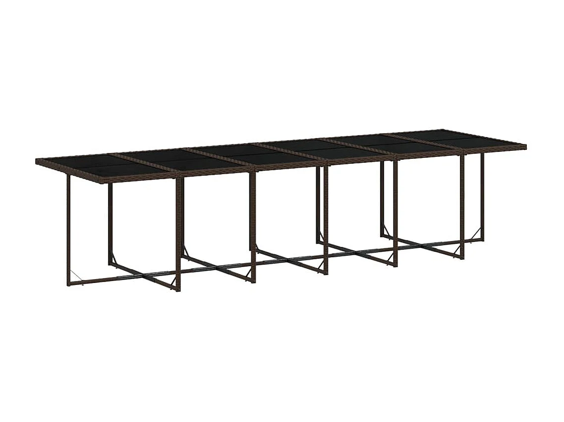 Set da Pranzo da Giardino 13pz con Cuscini Marrone Polyrattan