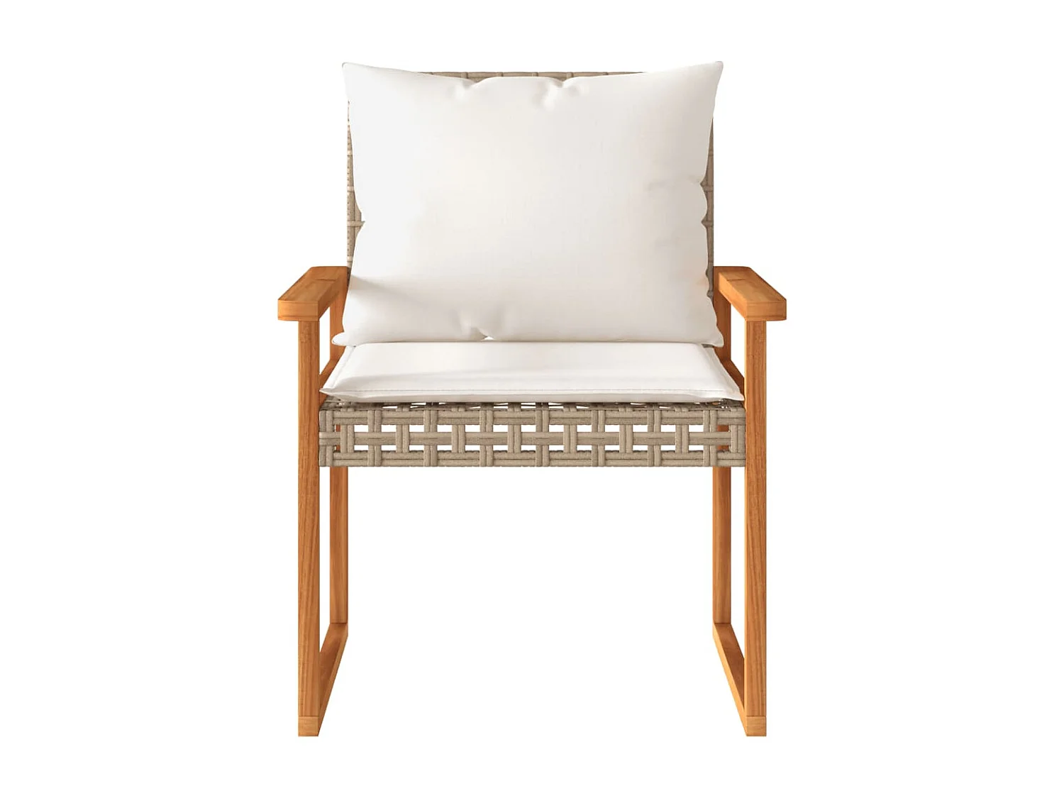 4-tlg. Garten-Lounge-Set mit Kissen Beige Poly Rattan