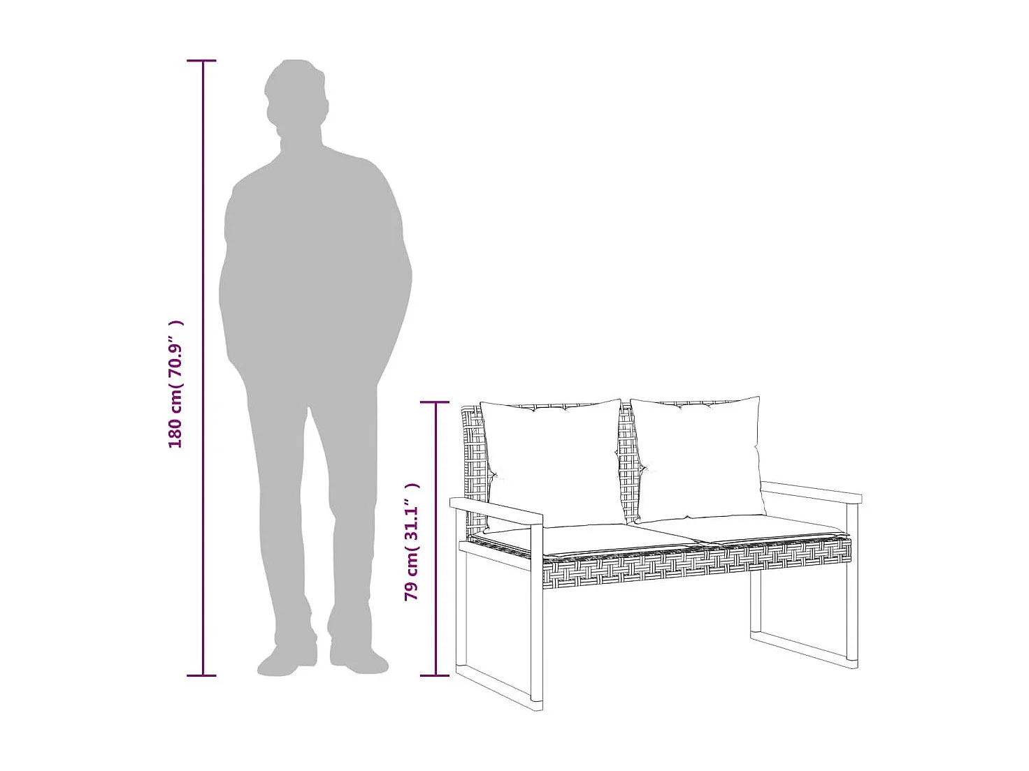 4-tlg. Garten-Lounge-Set mit Kissen Beige Poly Rattan