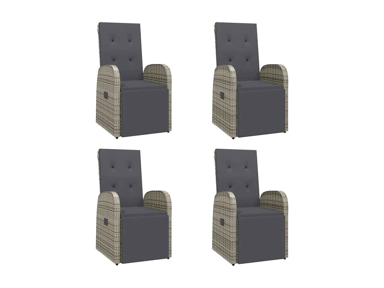 Set comedor de jardín 5 piezas con cojines ratán sintético gris