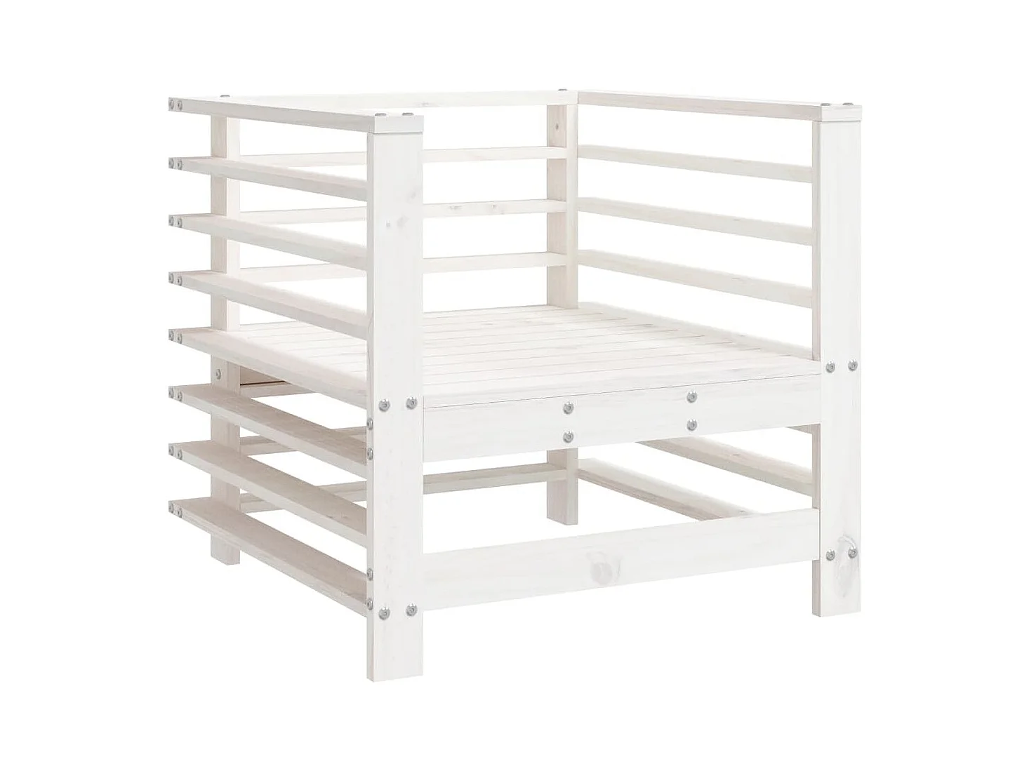 Salon de jardin 7 pcs Blanc Bois de pin massif