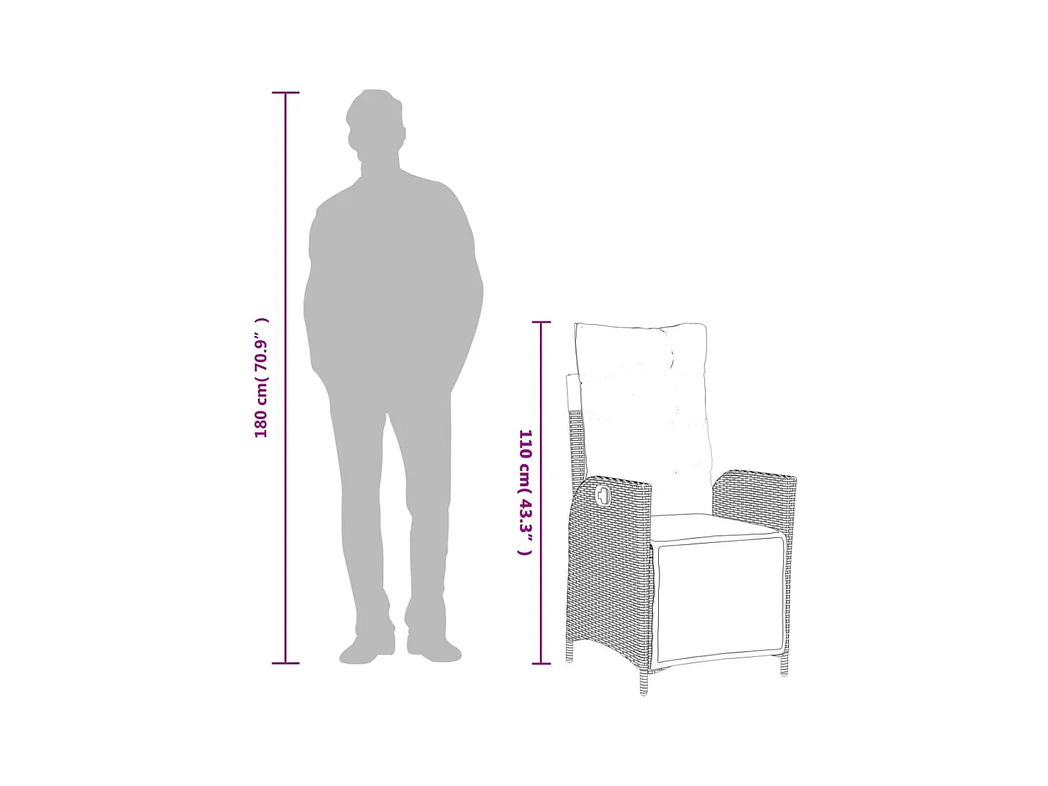 Ensemble à manger de jardin coussins 7pcs Noir Résine tressée