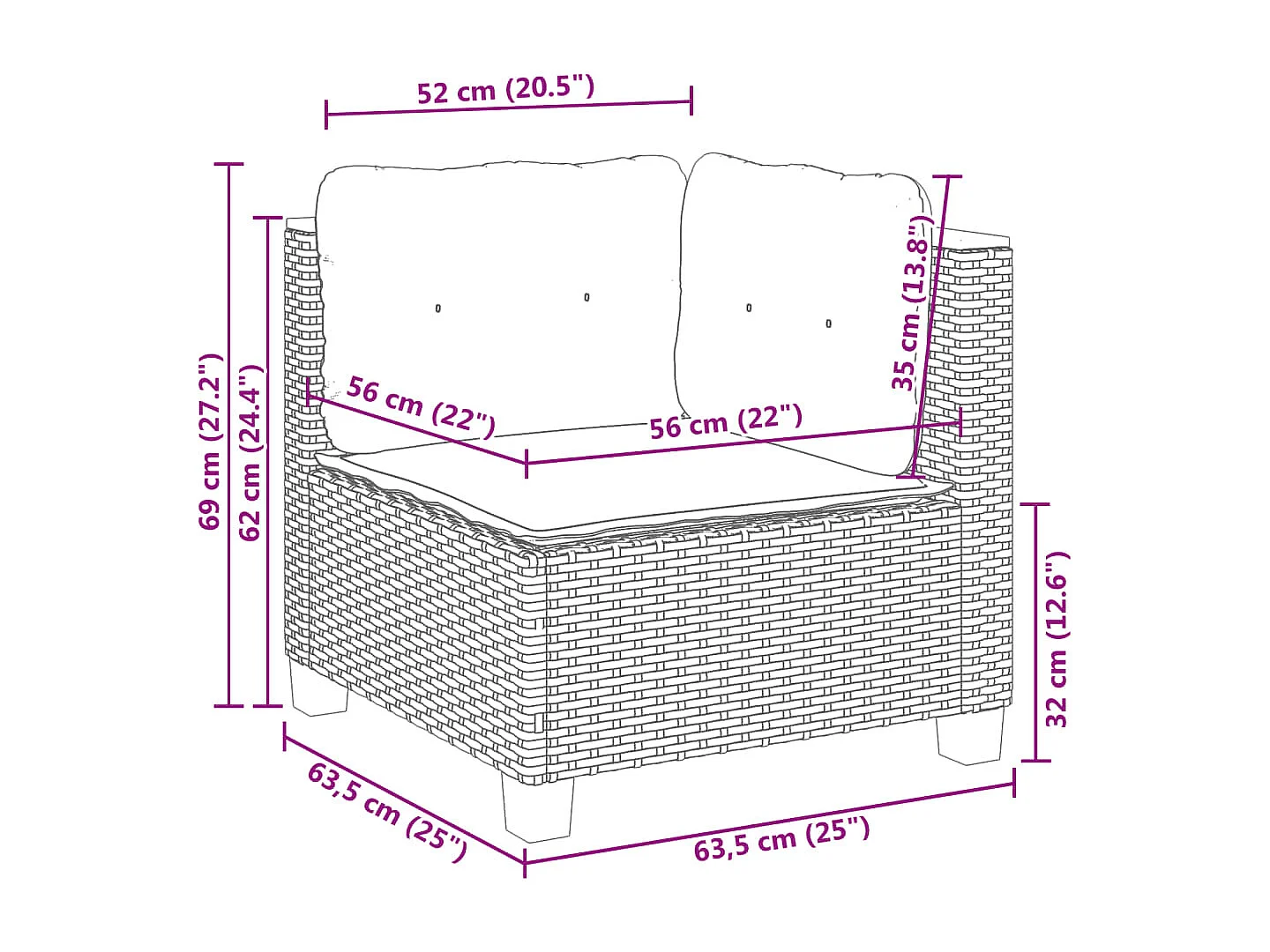 5-tlg. Garten-Sofagarnitur mit Kissen Schwarz Poly Rattan