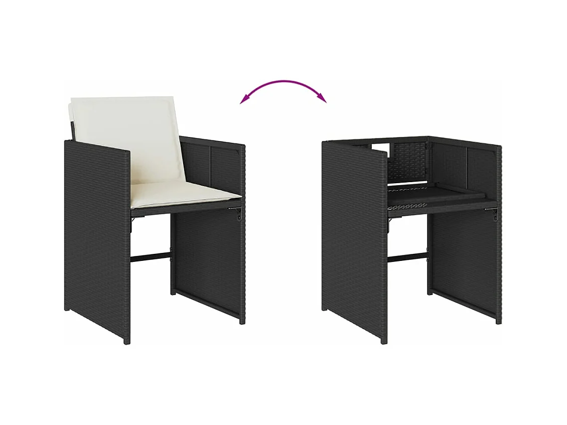 Ensemble à manger de jardin 11 pcs coussins noir résine tressée