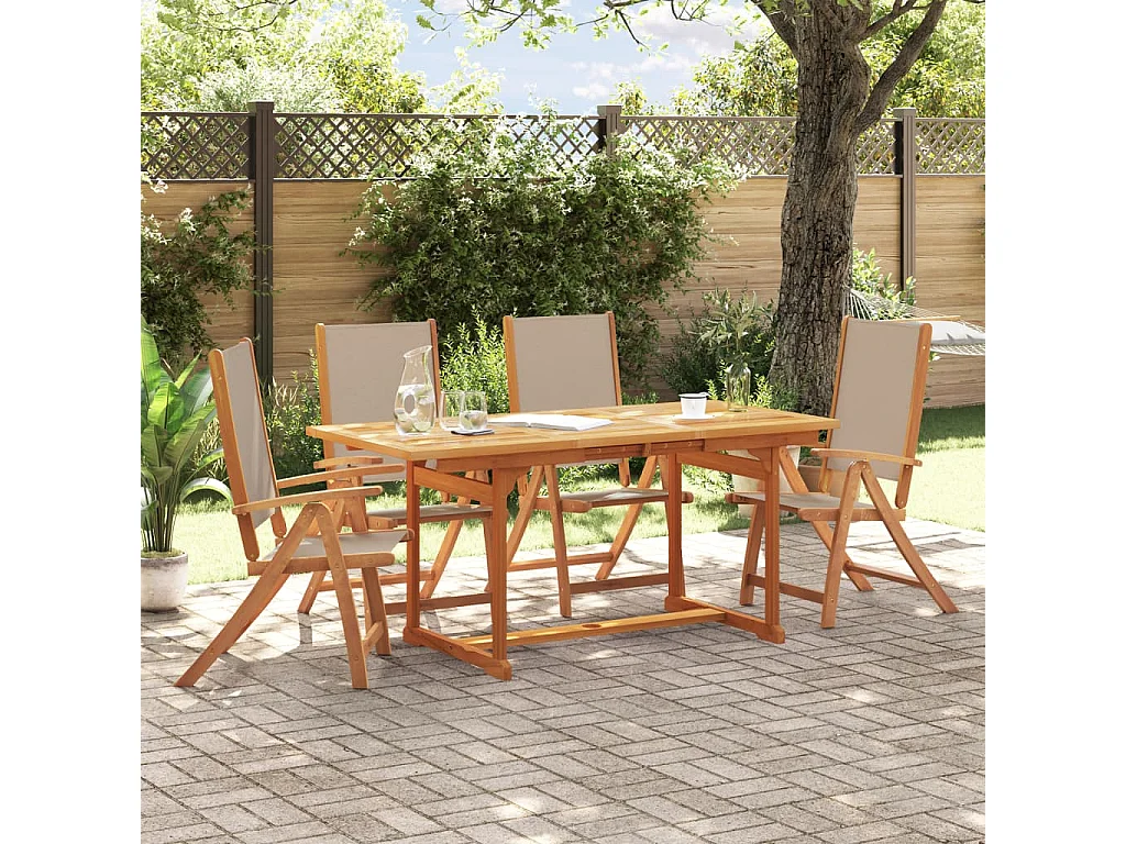 Ensemble à manger de jardin 5pcs bois d'acacia solide textilène