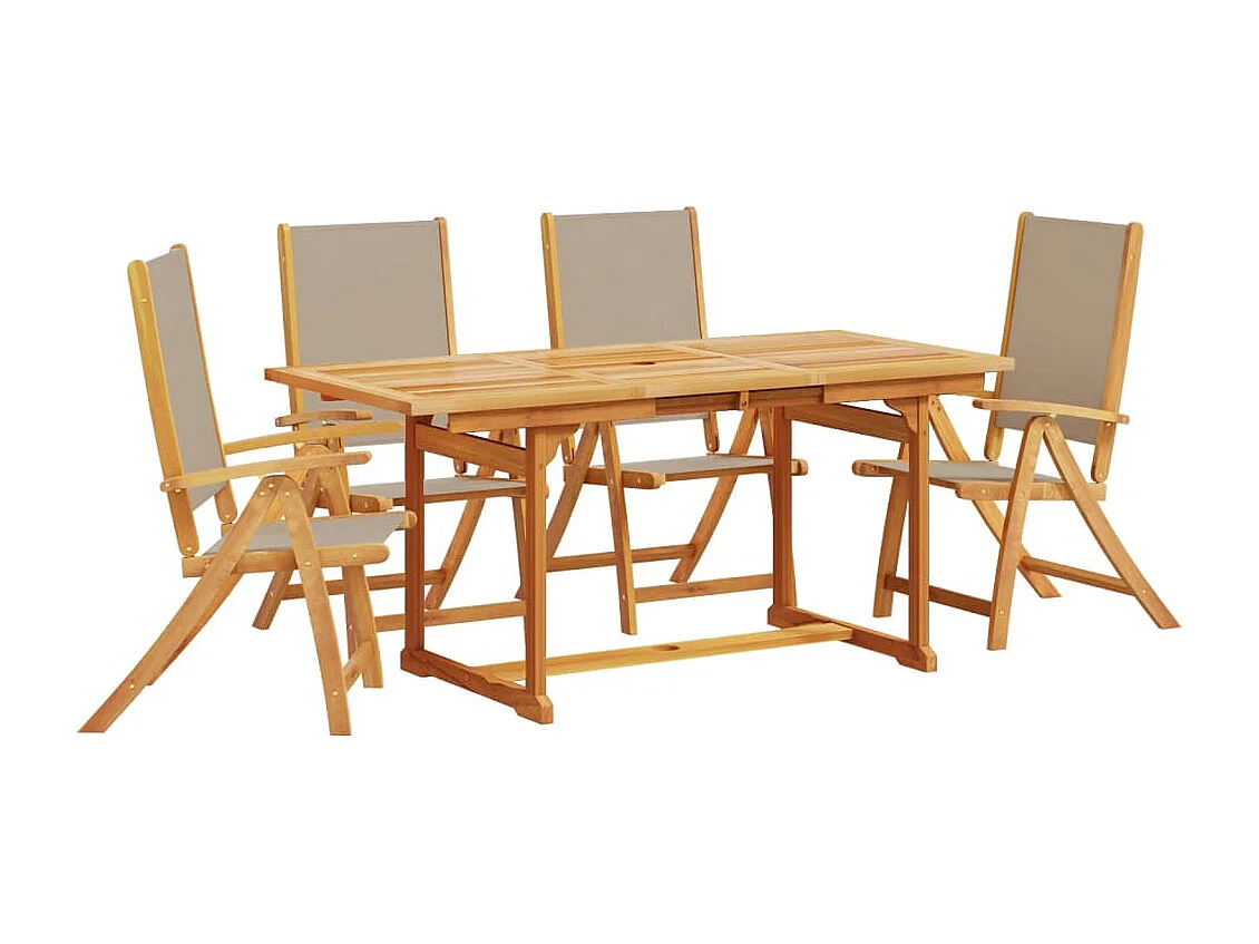 Ensemble à manger de jardin 5pcs bois d'acacia solide textilène
