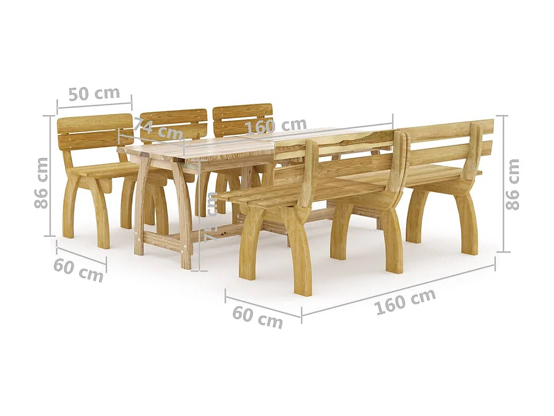 Ensemble à manger de jardin 5 pcs Bois de pin imprégné