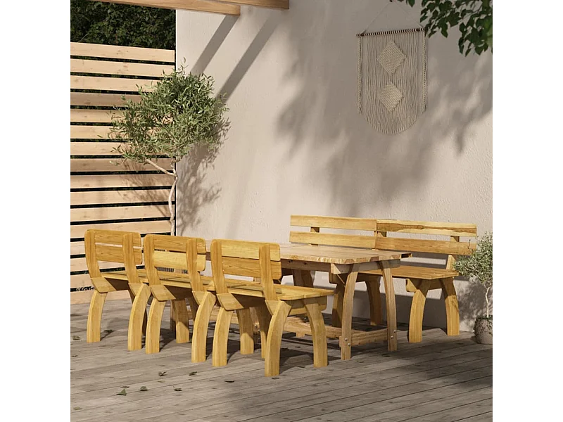 Juego de comedor de jardín 5 piezas madera de pino impregnada