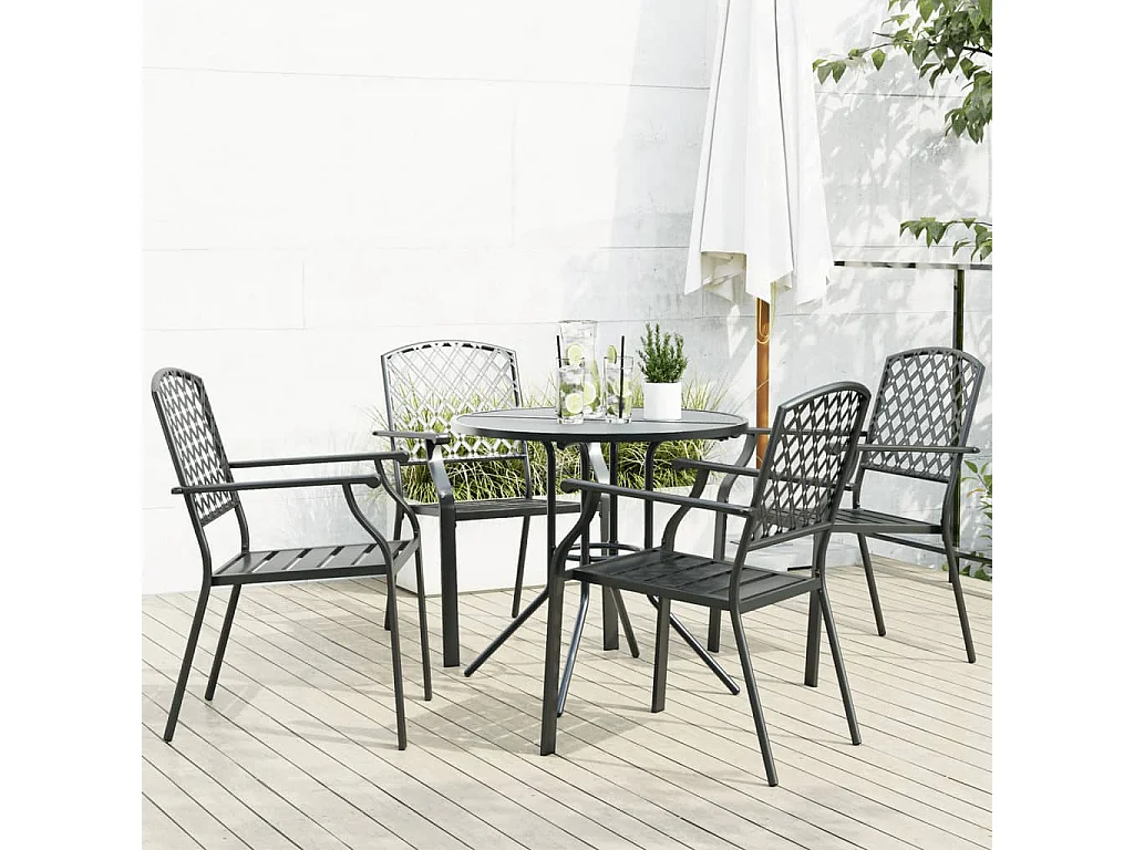 Ensemble de chaises de jardin empilables 5 pcs anthracite