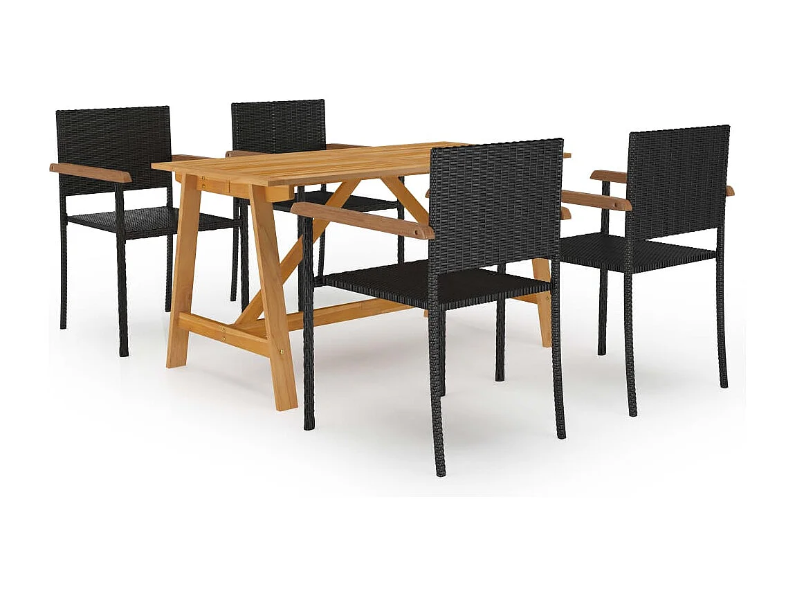 Ensemble à manger de jardin 5 pcs Noir