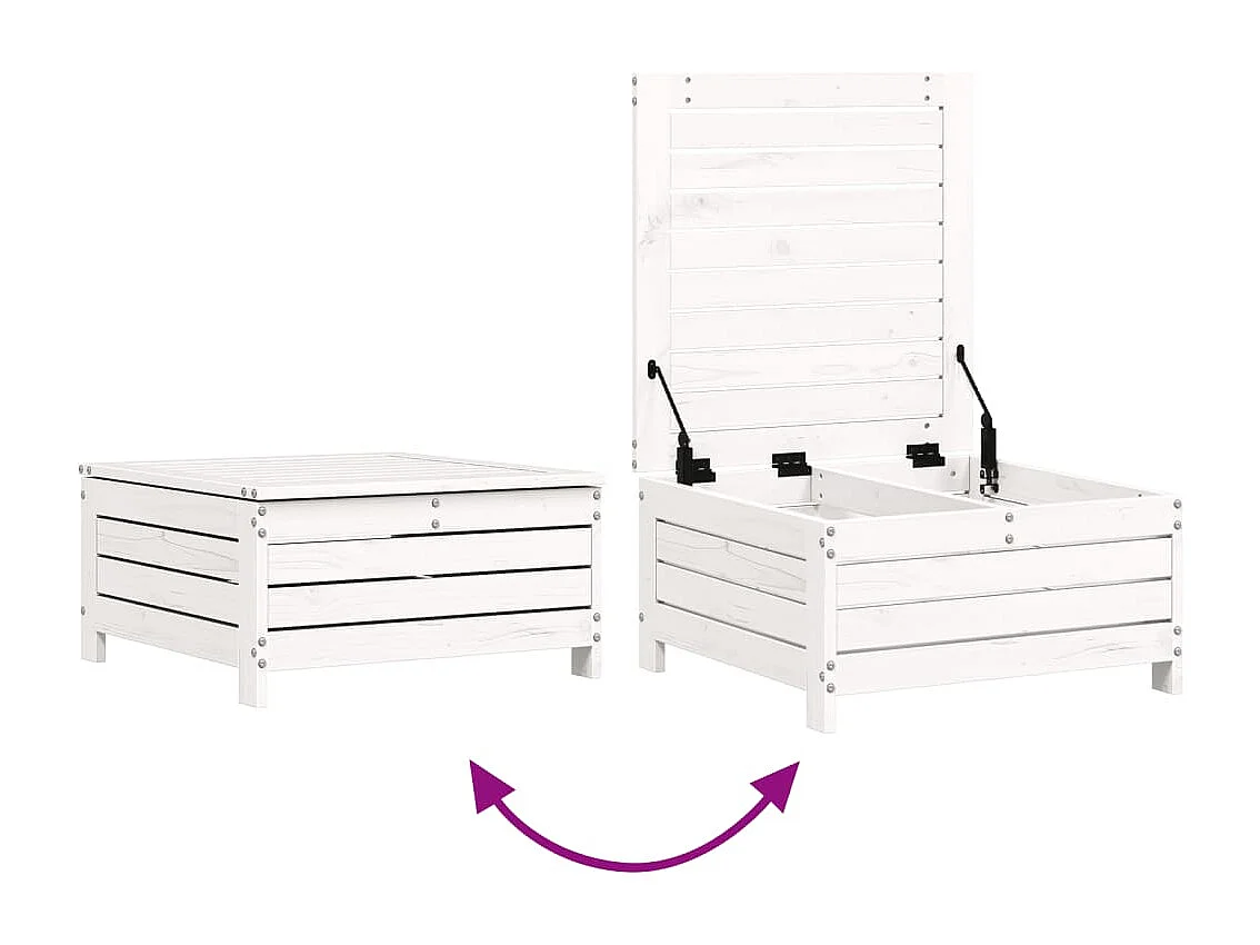 Set Divani da Giardino 6 pz Bianco in Legno Massello di Pino