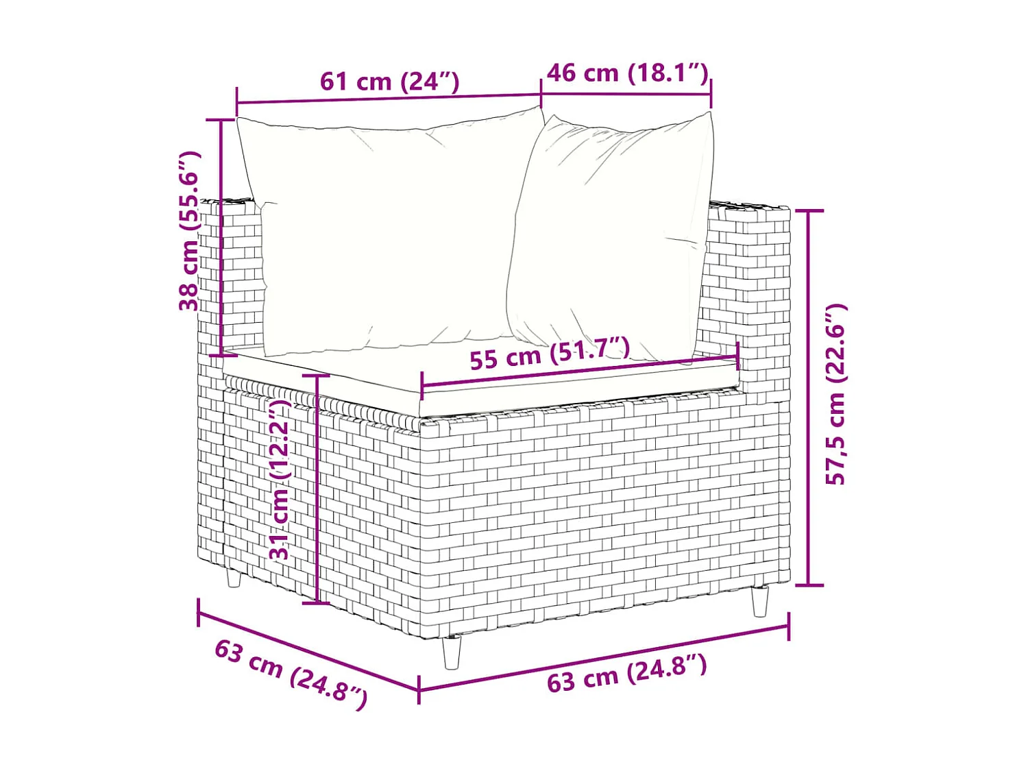 Set Divani da Giardino 5 pz con Cuscini Marrone in Polyrattan