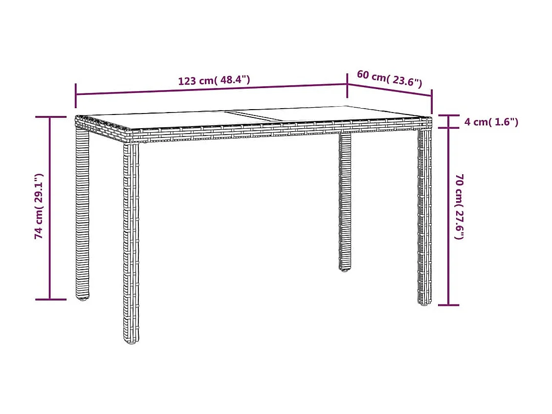 3 pcs conjunto jantar p/ jardim c/ almofadões vime PE cinzento