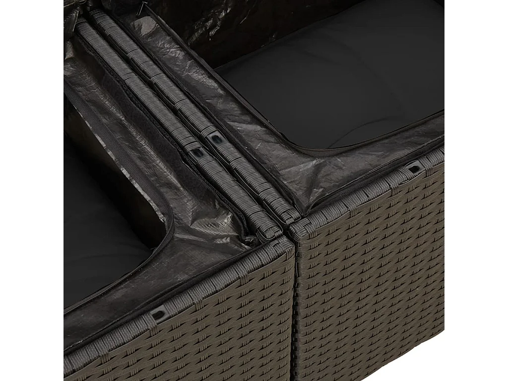 8-delige Loungeset met kussens poly rattan zwart