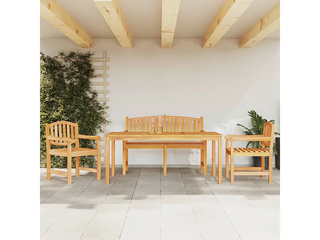 Ensemble à manger de jardin 4 pcs Bois de teck massif