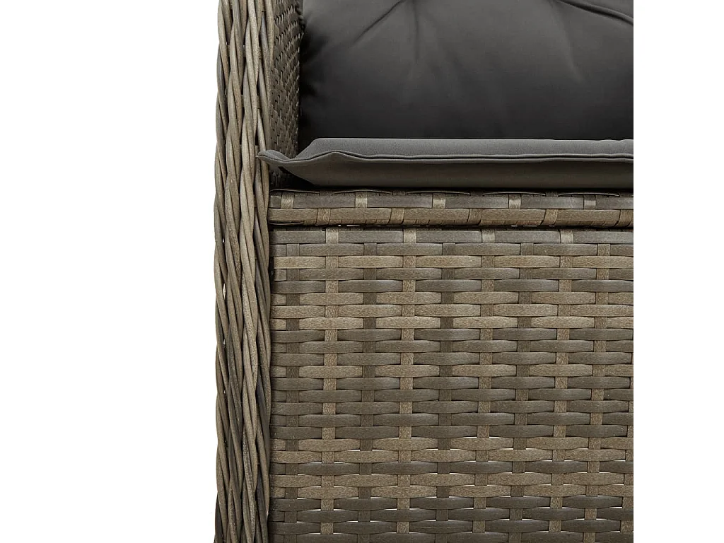 Set Bistrò da Giardino 7 pz con Cuscini in Polyrattan Grigio