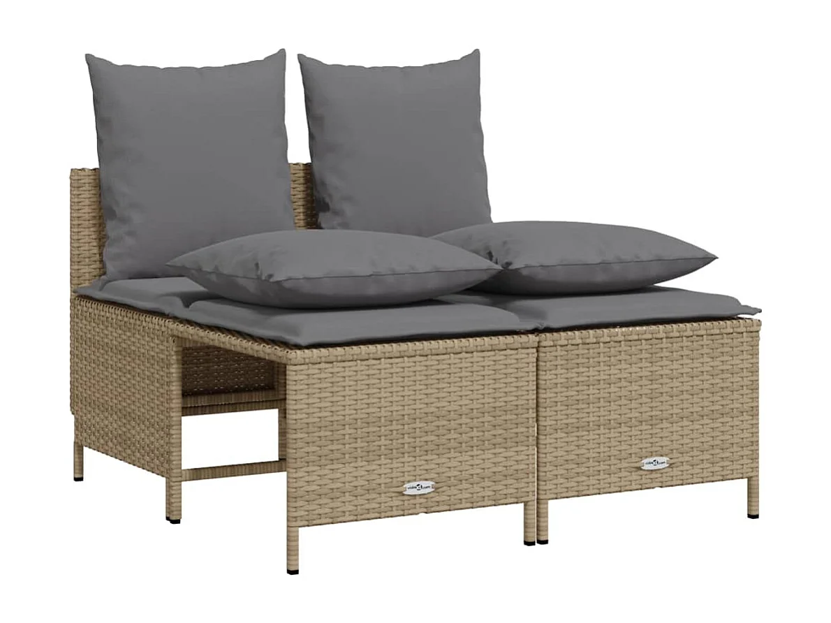 Set Divano da Giardino 5 pz con Cuscini Beige in Polyrattan