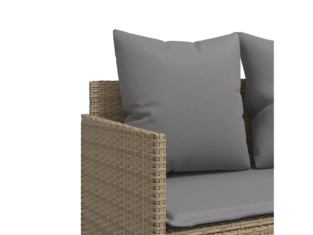 Set Divano da Giardino 5 pz con Cuscini Beige in Polyrattan