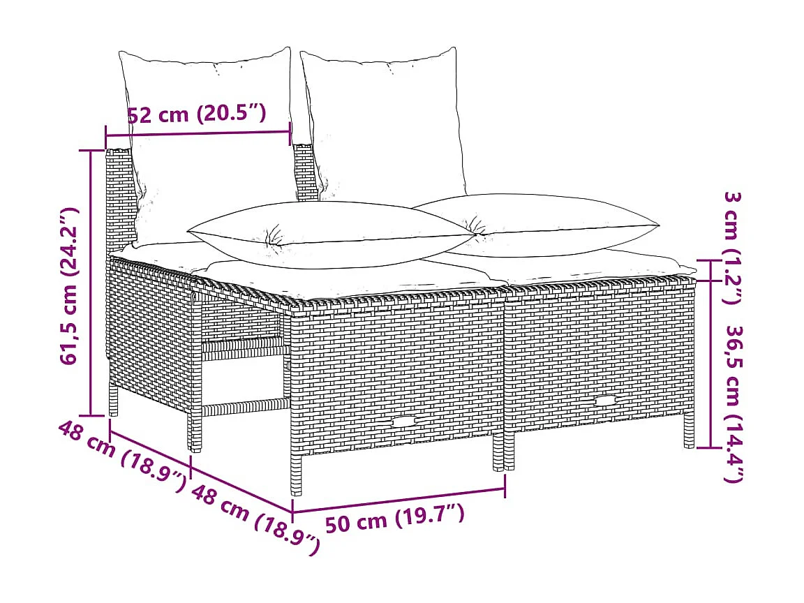 Set Divano da Giardino 5 pz con Cuscini Beige in Polyrattan