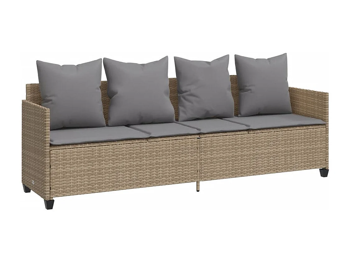 Salon de jardin avec coussins 5 pcs beige résine tressée