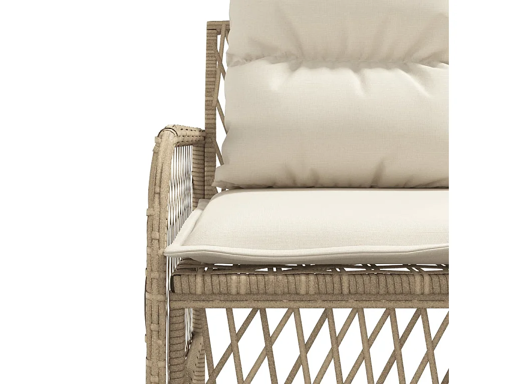 2-delige Loungeset met kussens poly rattan beige