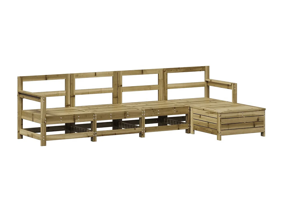 Salon de jardin 5 pcs bois de pin imprégné