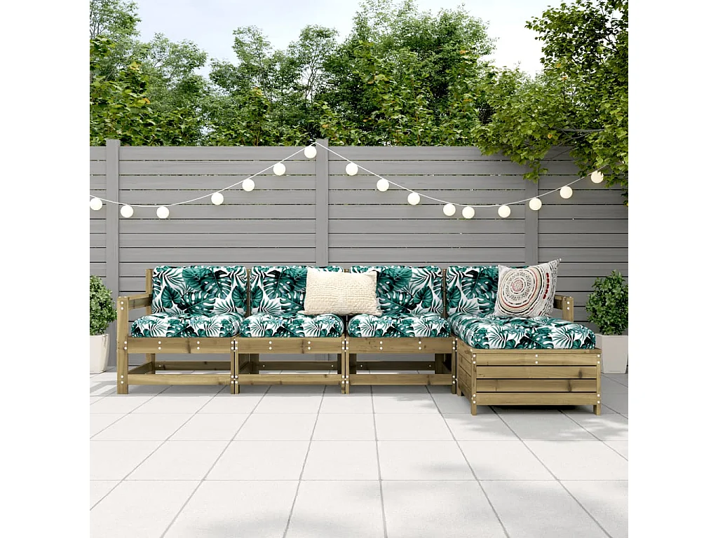 Salon de jardin 5 pcs bois de pin imprégné