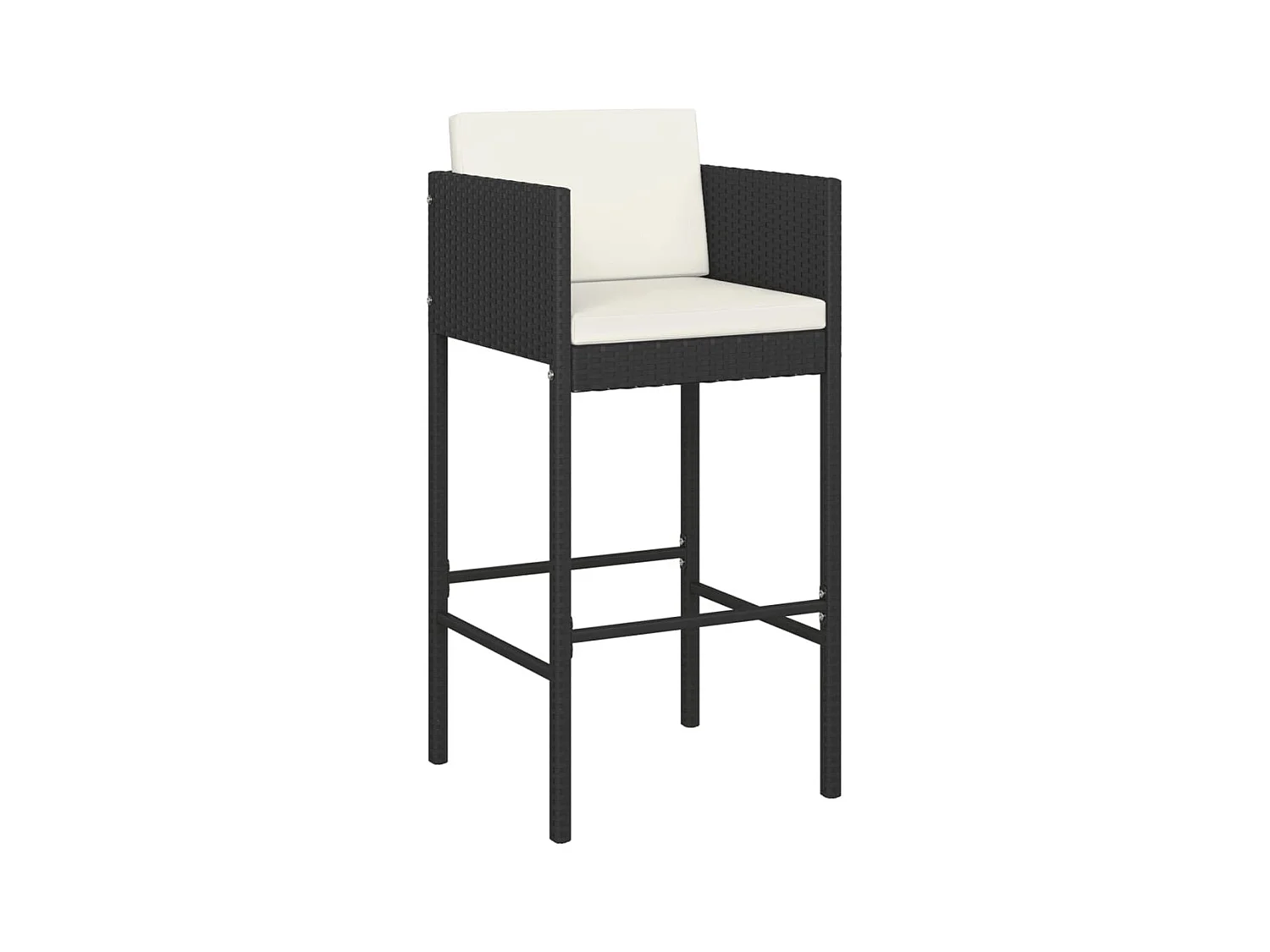 5-tlg. Gartenbar-Set mit Kissen Schwarz Poly Rattan