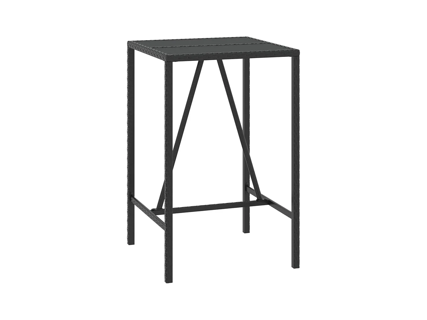 5-tlg. Gartenbar-Set mit Kissen Schwarz Poly Rattan
