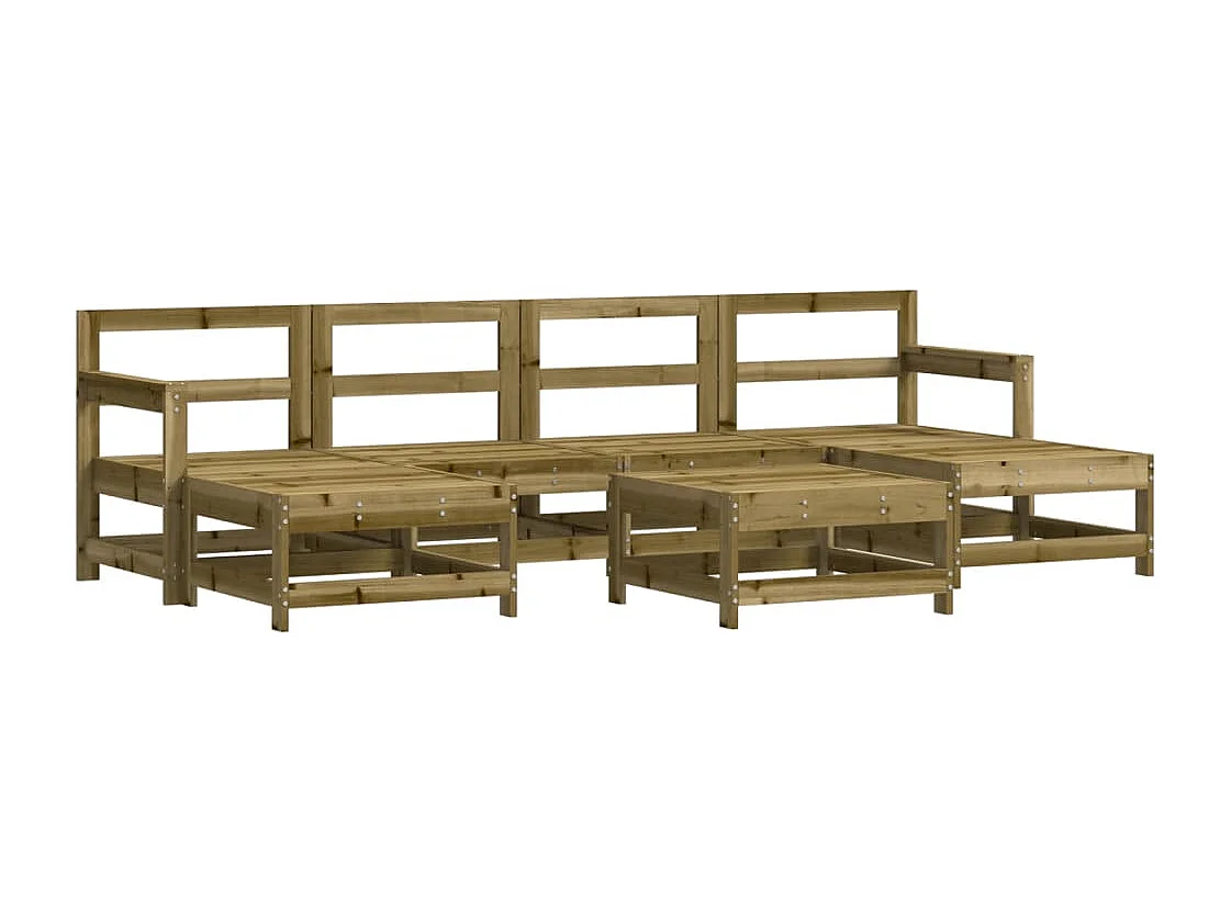 Set Salotto da Giardino 7 pz in Legno Impregnato di Pino