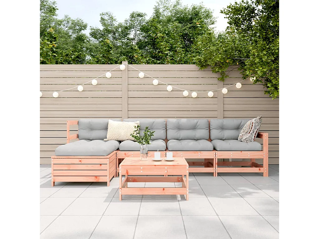 Salon de jardin 6 pcs bois massif sapin de douglas