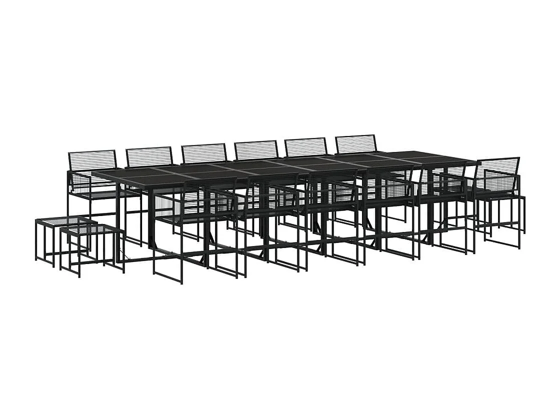 17-delige Tuinset poly rattan zwart