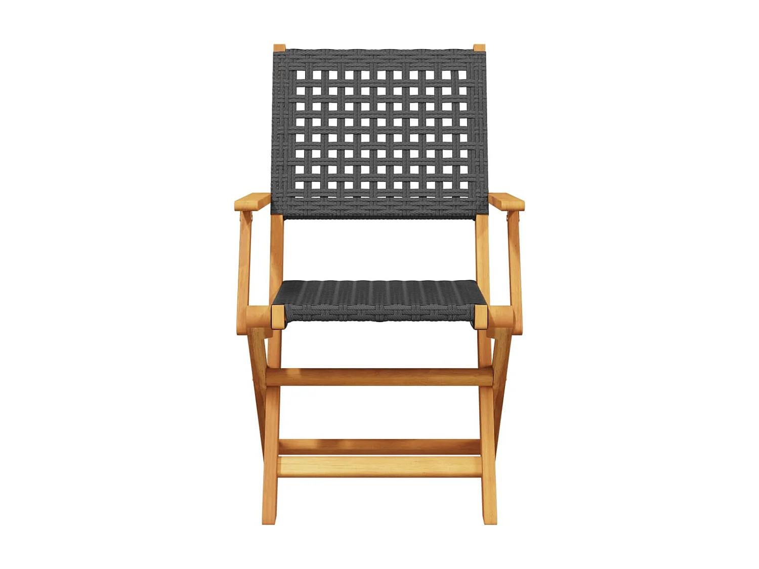 Set da Bistrot 3 pz Nero in Polyrattan e Legno Massello