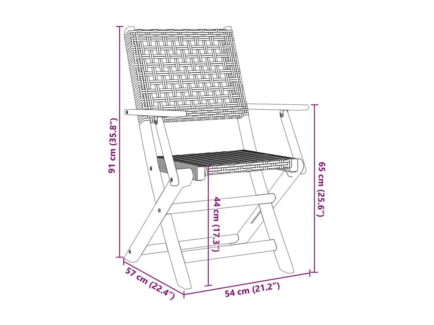 Set da Bistrot 3 pz Nero in Polyrattan e Legno Massello