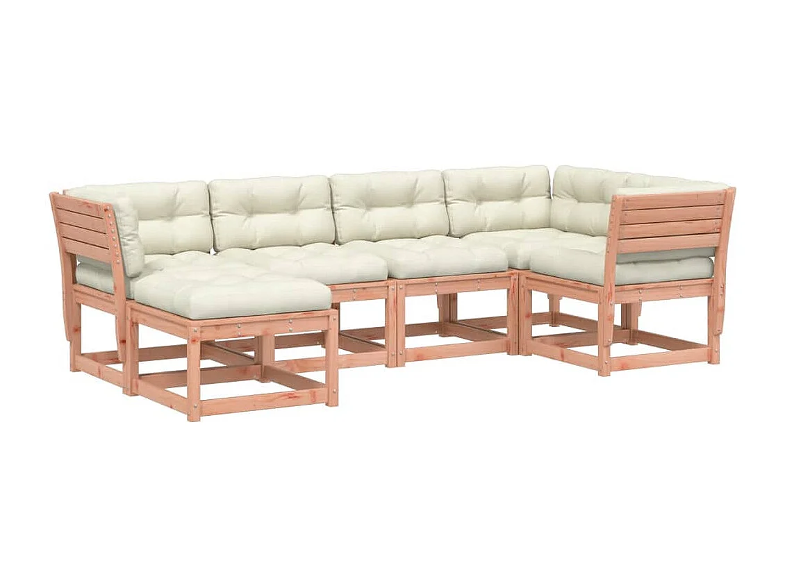 Set Divani Giardino 6 pz con Cuscini Legno Massello di Douglas