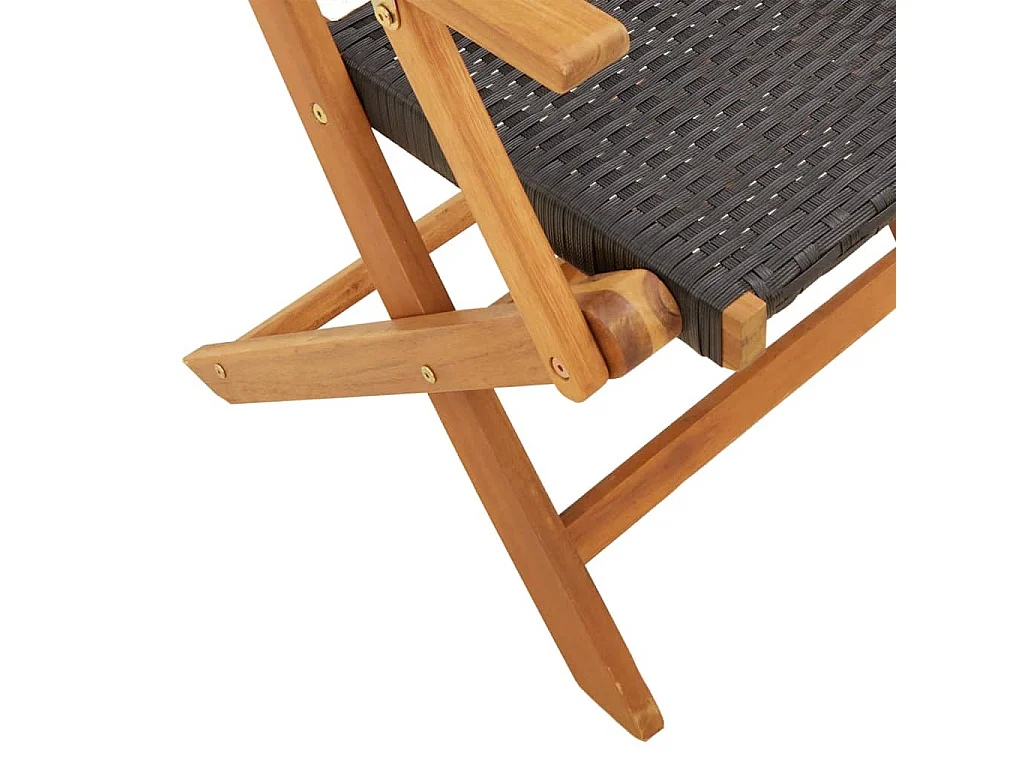 Set de comedor de jardín 7 pzas ratán PE madera acacia negro