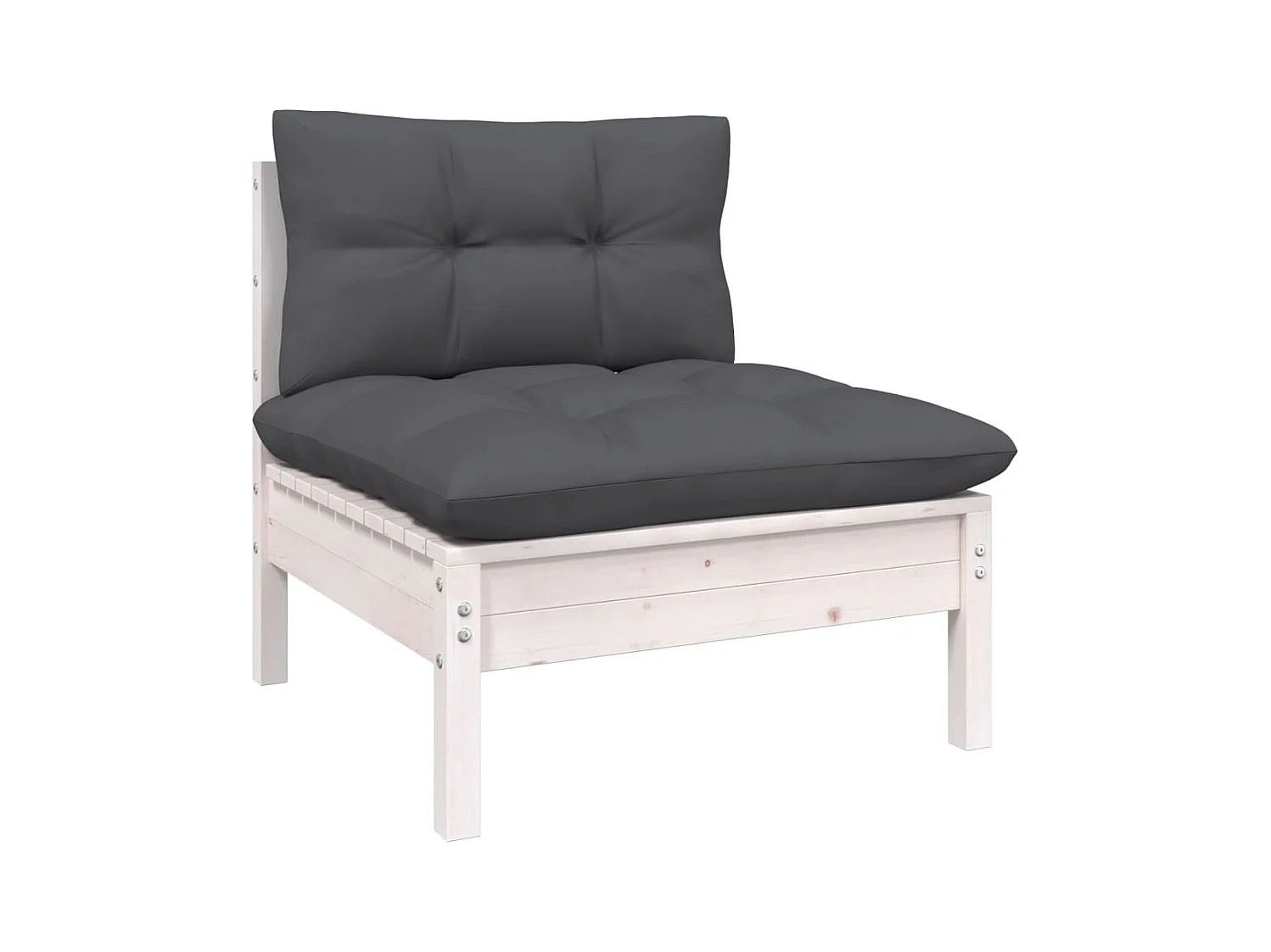 Salon de jardin 10 pcs avec coussins blanc bois de pin massif