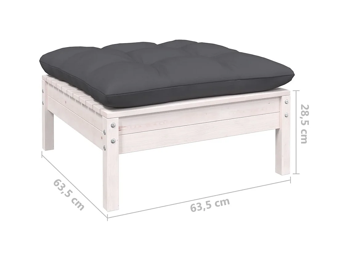 Salon de jardin 10 pcs avec coussins blanc bois de pin massif