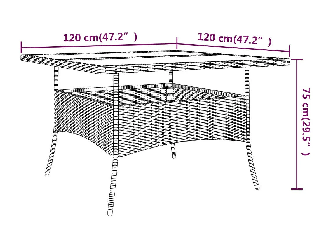 Set da Pranzo da Giardino in Polyrattan 9 pz Marrone