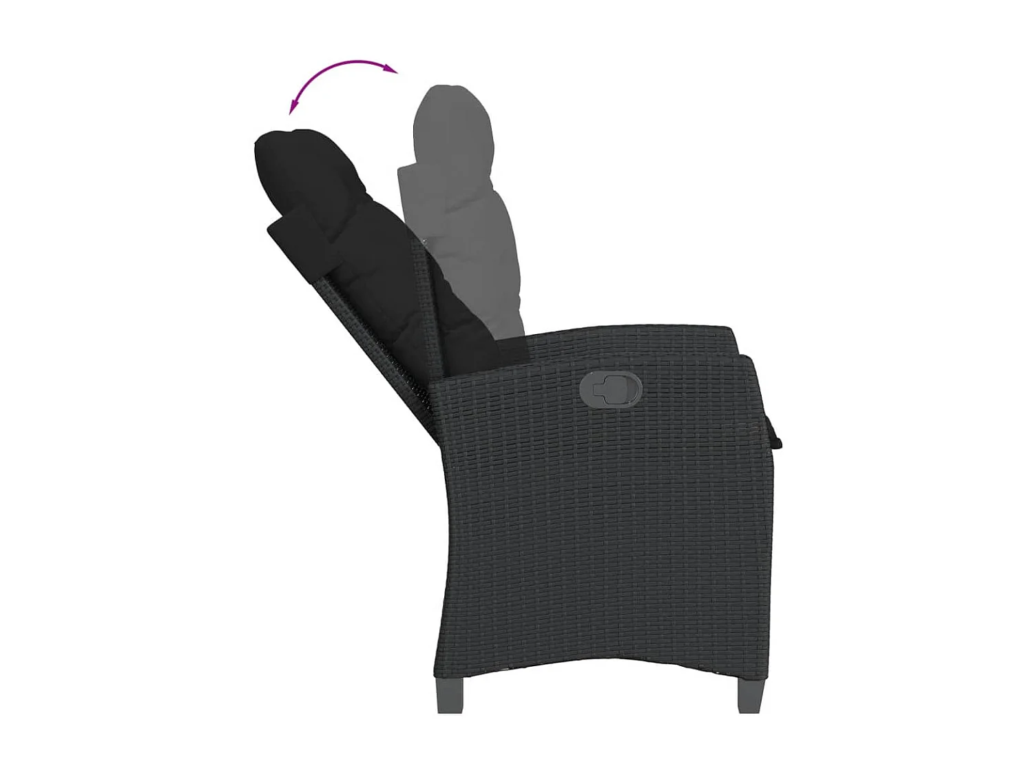 7 pcs conjunto de jantar p/ jardim c/ almofadões vime PE preto