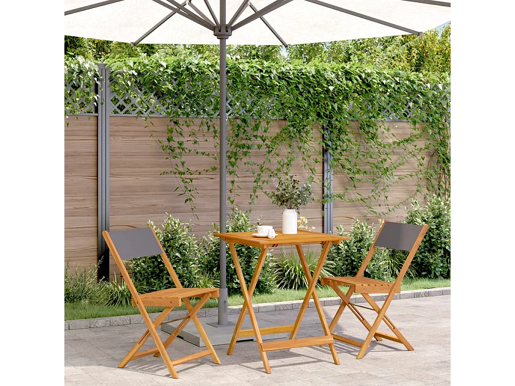 3 pcs conjunto de bistrô tecido e madeira maciça antracite