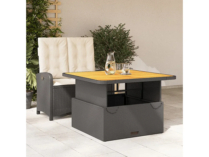 Set da Pranzo da Giardino 2 pz con Cuscini Nero in Polyrattan