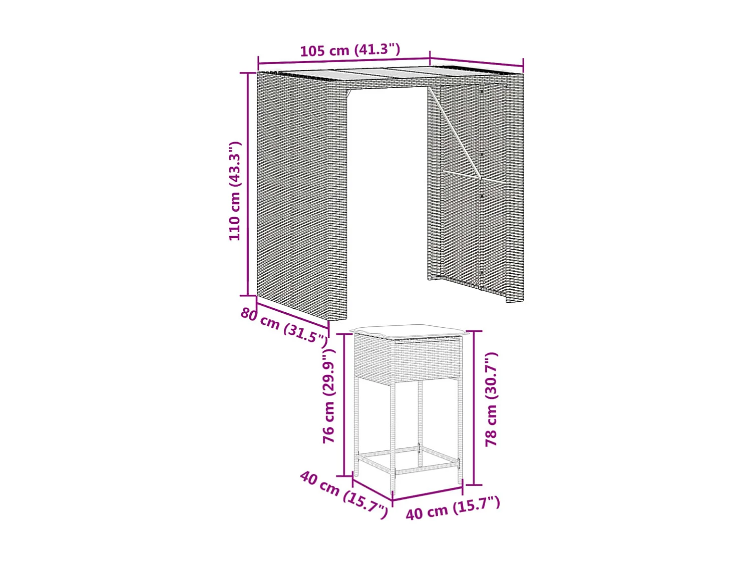 Ensemble de bar de jardin 5 pcs avec coussins noir poly rotin
