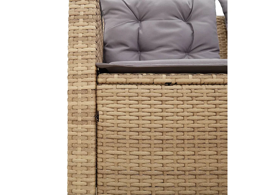 Canapé de jardin avec table et coussins en forme de L beige