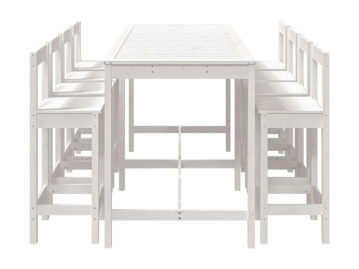 Ensemble de bar de jardin 9 pcs blanc bois de pin massif
