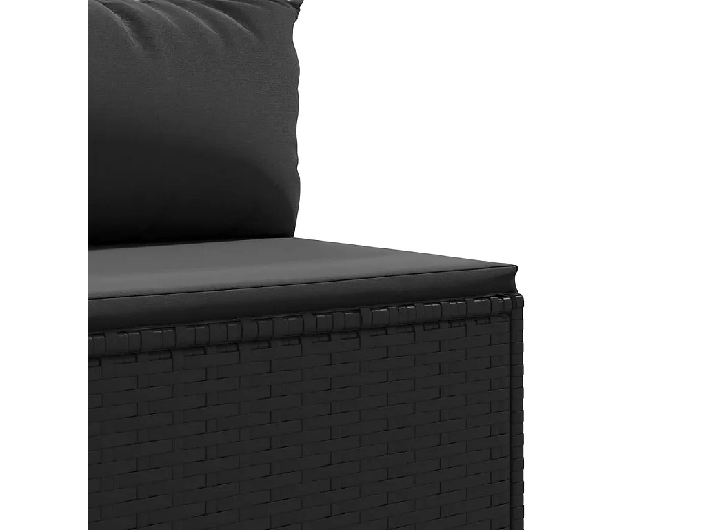 Salon de jardin 8 pcs avec coussins noir résine tressée