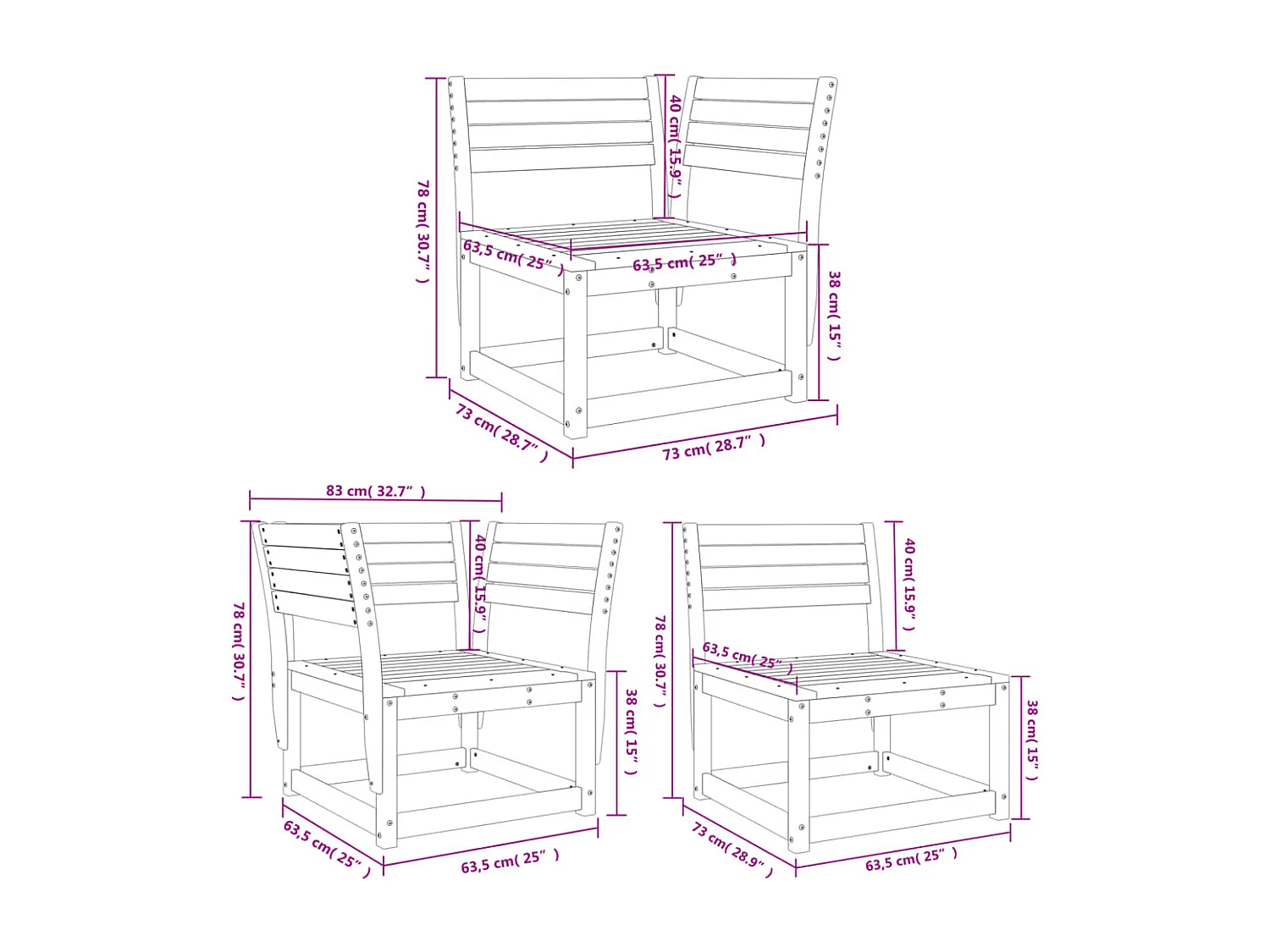 Set Divani da Giardino 5 pz in Legno Massello di Douglas