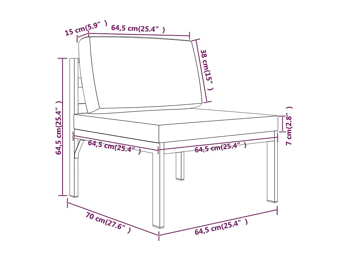 Salon de jardin 10 pcs avec coussins Aluminium Anthracite