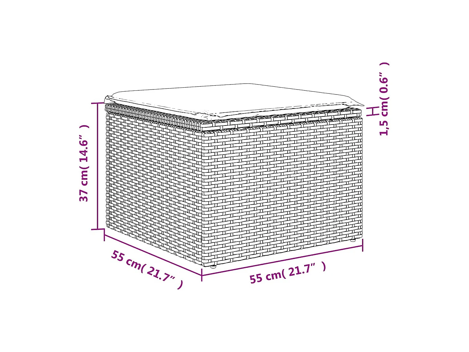 6-delige Loungeset met kussens poly rattan zwart