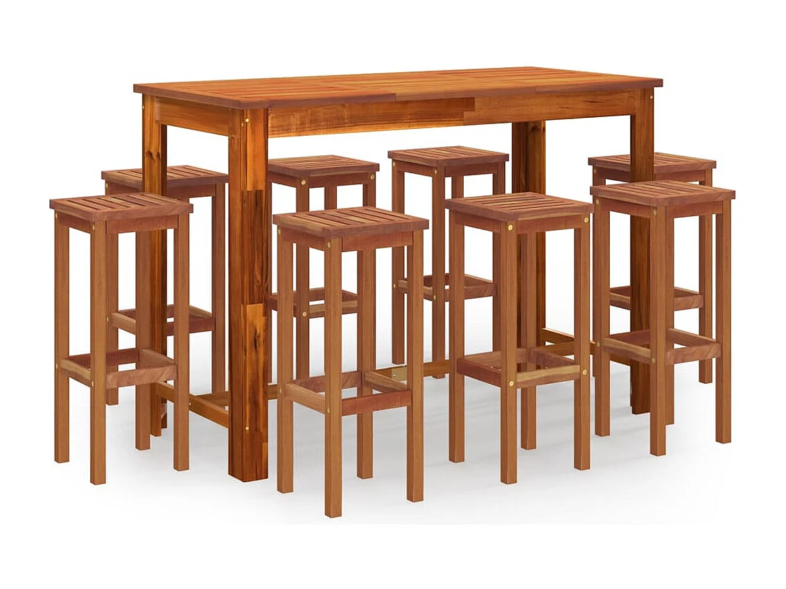 Ensemble de bar de jardin 9 pcs Bois d'acacia solide